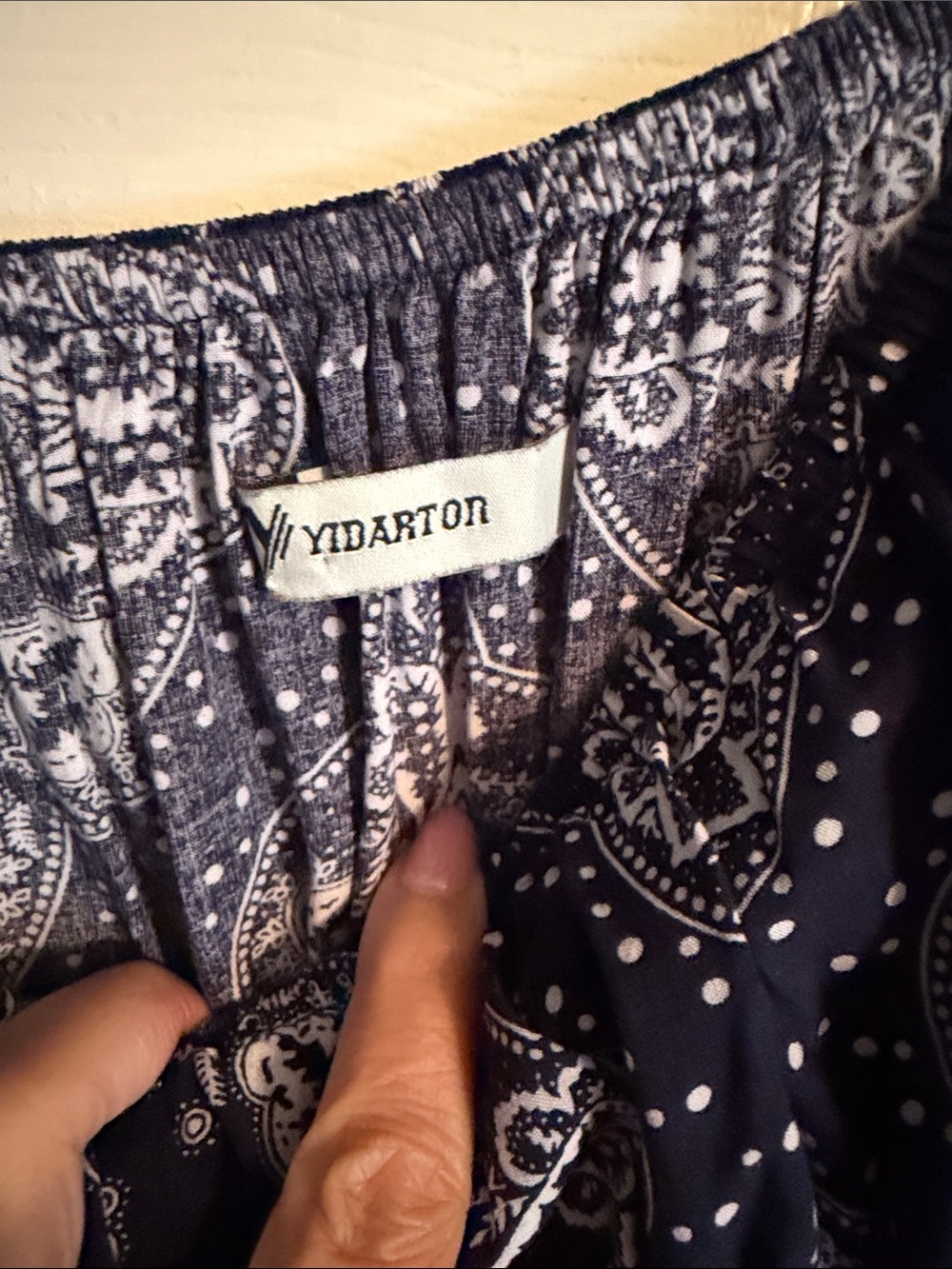 Strapless -  Navy Blue Paisley Maxi Dress - Picture 4 of 4